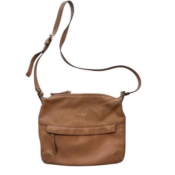 Vintage Kate Spade Tan Pebbled Leather Crossbody Bag - Picture 1 of 12